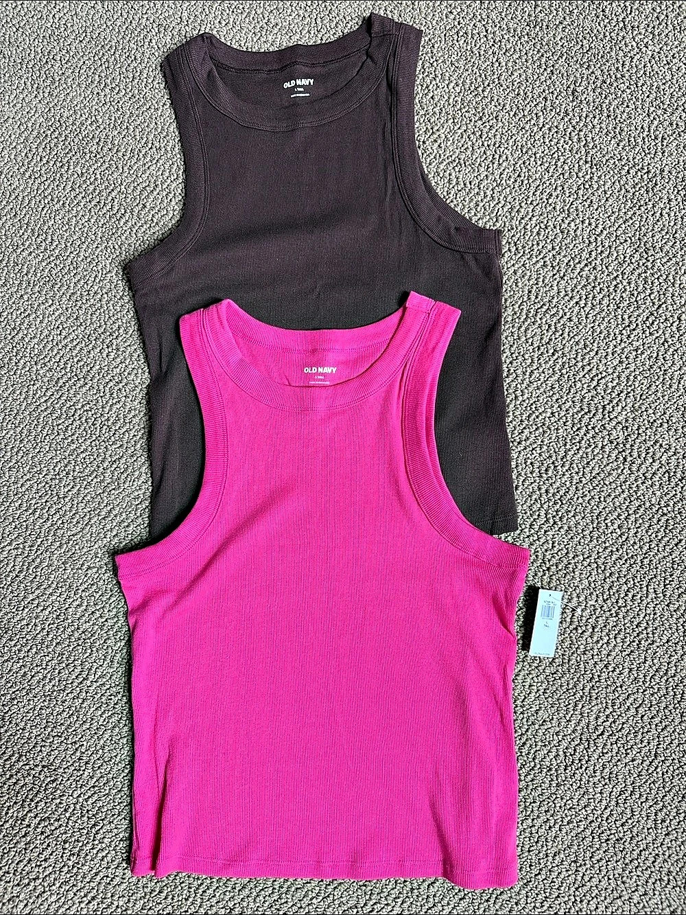 Old Navy Snug Crop Ribbed Tank (2) Tops Pink & brown Large/Tall - Picture 2 of 8